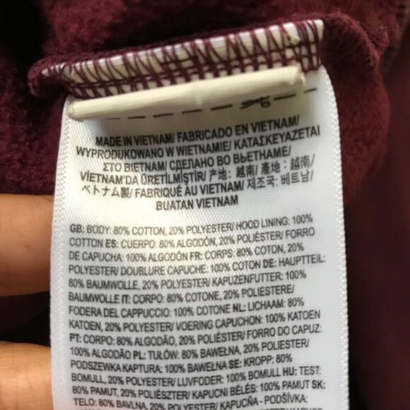 Vans Burgundy Off The Wall Mens Embroidered Logo Cotton Sweatshirt Hoodie M - Picture 7 of 8